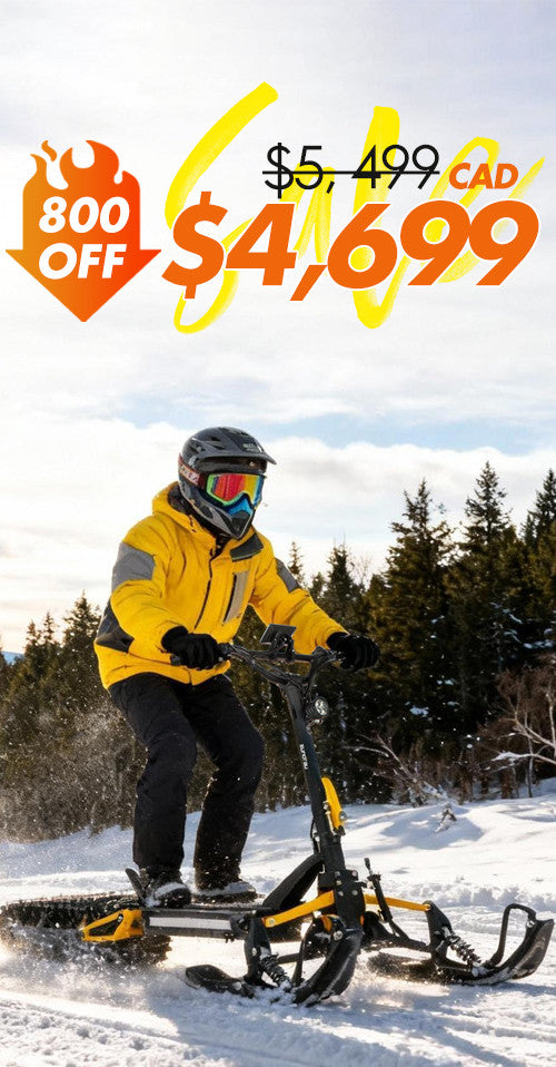 EUNORAU 52V2,000W Motor Foldable Stand Up Electric Snow Scooter